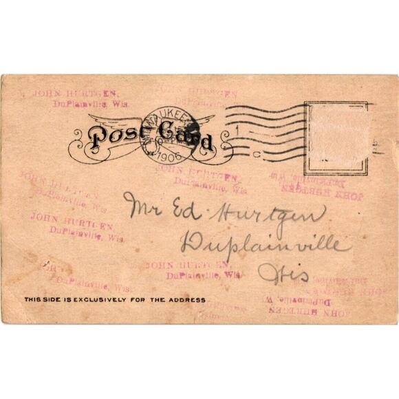 A Stitch In Time Saves Nine Antique Postcard Posted 1906 Sewing Pants Humor - Picture 2 of 2